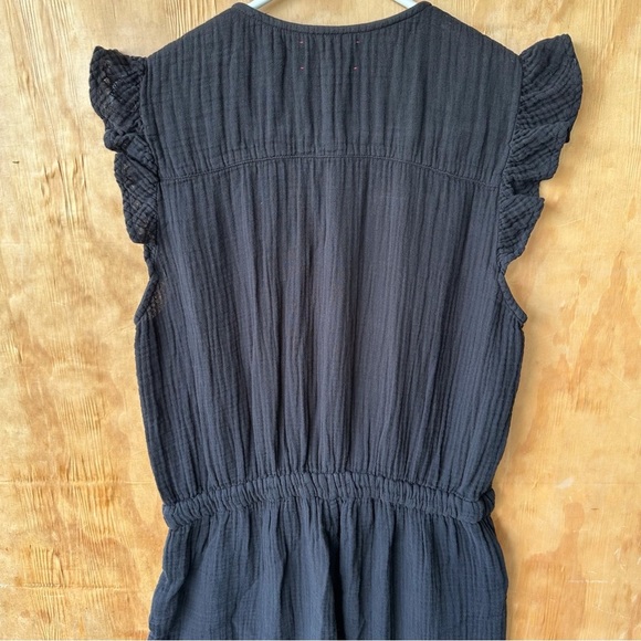 Xirena Loghan Black Cap Sleeve Gauze Straight Leg Tie Waist Jumpsuit - Picture 8 of 16